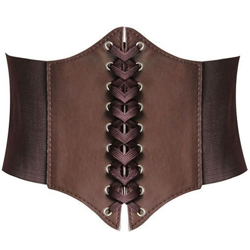 HANERDUN Lace-up Waspie Corset Belts for Women Elastic Waist Belt Tied Retro Wide Belt - Image 1